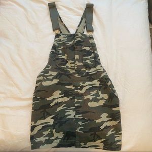 mini camo overall dress !!